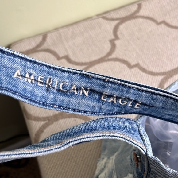 ♻️ Denim Upcycled open top long strap distressed denim tote bag - Picture 7 of 13